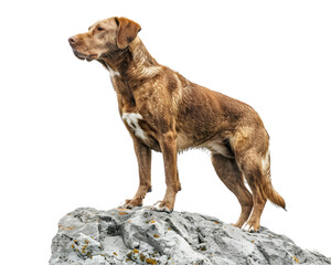 Dog playful standing on mountain on transparent background 