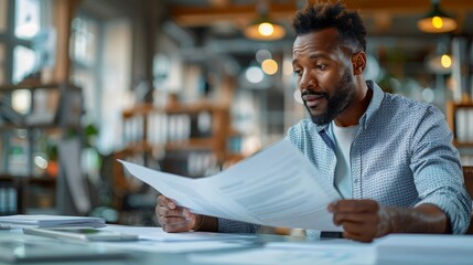 Fototapeta premium Teamwork in an Open-Plan Office: Banker Reviewing Documents with Colleague