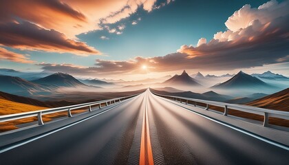 Road to Infinity: Realistic Car Art on a Cloud and Line Background
