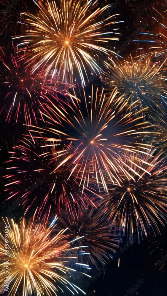 Poster a fireworks display with many different colored fireworks