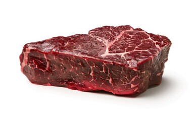 Obraz premium Succulent Marbled Chuck Steak - Realism Photography Highlighting High Contrast and Rich Flavor on White Background