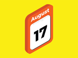 August 17- Calendar date icon vector illustration