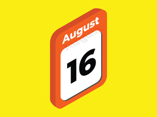 August 16- Calendar date icon vector illustration