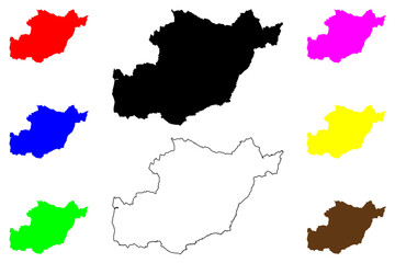 Beja District (Portuguese Republic, Portugal) map vector illustration, scribble sketch Beja map