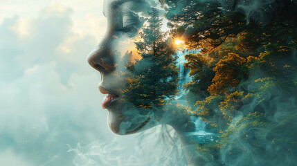 Blurred portrait with natural elements