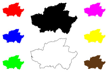 Braga District (Portuguese Republic, Portugal) map vector illustration, scribble sketch Braga map