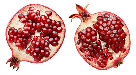fresh pomegranate slice isolated on white background