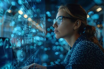 Woman glasses screen lights