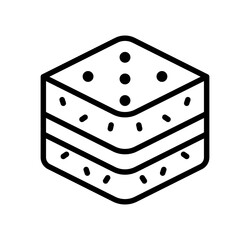 Brownie line icon. Bakery icon. Bread and cake icon isolated on white background. Transparent background, minimalist symbol. Vector images