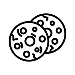 Cookies line icon. Bakery icon. Bread and cake icon isolated on white background. Transparent background, minimalist symbol. Vector images