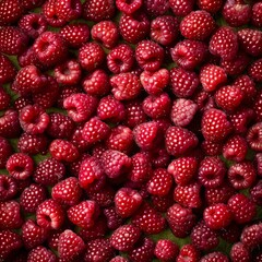 Raspberry berries texture background, Rubus idaeus fruits pattern, many red-fruited raspberries mockup