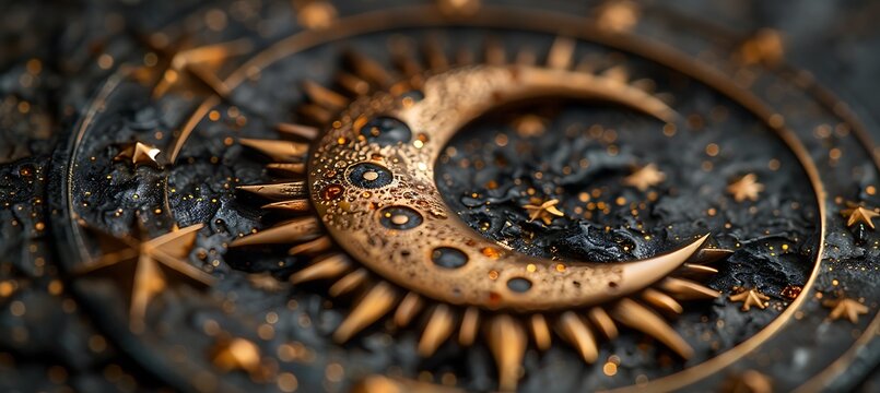 Closeup of decorative star and crescent ornament using Macro Photography and Dual ISO to highlight the intricate details and textures