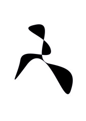 bstract figure made of four connected black surfaces with curved contours, modern abstract design, futuristic drawing, scissor cut