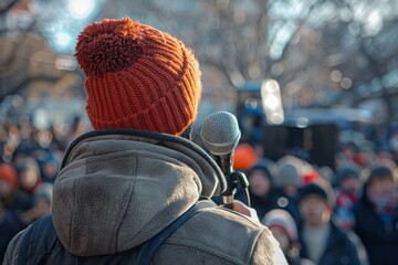 Speaker addresses audience