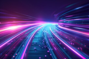 Obraz premium A background design of an abstract digital road with glowing lines, symbolizing the journey and speed in technology