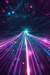 Obraz premium A background design of an abstract digital road with glowing lines, symbolizing the journey and speed in technology