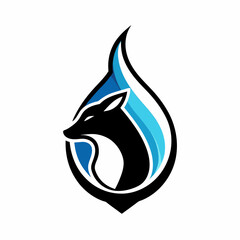 Fototapeta premium a minimalist Animal logo vector art illustration with a water drop