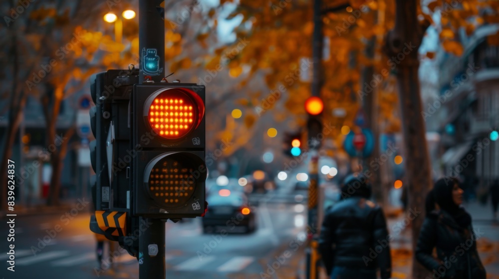 Aufkleber A traffic light with a countdown timer for pedestrians, indicating the time remaining to safely cross the street
