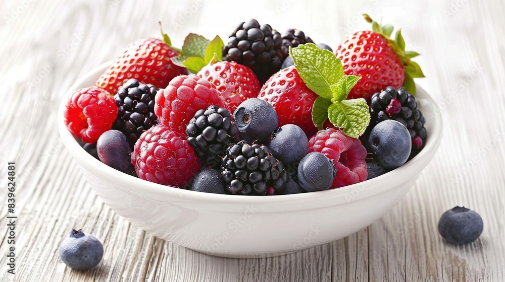 Wall mural A bowl of juicy and fresh mixed berries