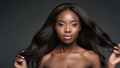 Fototapeta premium Beautiful woman with amazing hair, beauty on dark background 