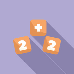 Learning basic addition with colorful blocks, representing a simple math problem