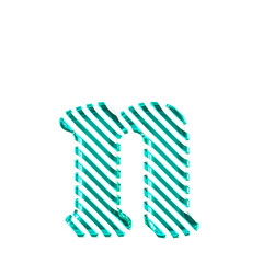 White symbol with turquoise diagonal ultra thin straps. letter n