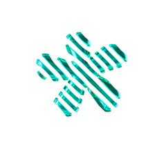 White symbol with turquoise diagonal ultra thin straps