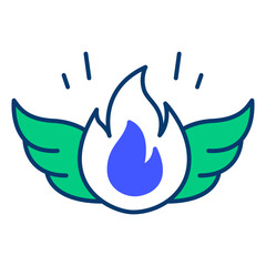 Naklejka premium Passion icon. Fire with Wings, Exploding flame, vector illustration