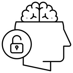 Open Mind Concept: Brain Unlock Icon for Cognitive Flexibility and Innovation. Creative Thinking: Open Mind and Brain Unlock Vector Icon for web and mobile app. 