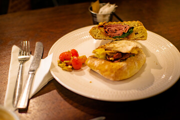 typical market dish in ireland: meat in bread