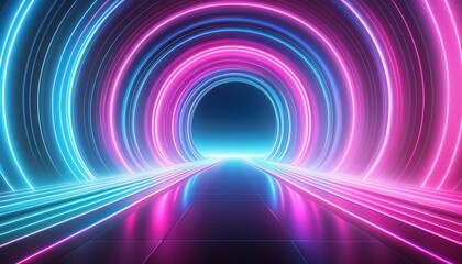 Data Stream: Abstract Neon Portal with Pink, Blue, and Green Light Waves