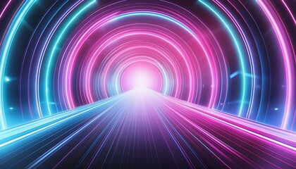Fototapeta premium Quantum Tunnel: High-Speed Neon Waves in a Futuristic Data Transfer Portal