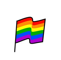 Rainbow pride flag illustration on white background, lesbian, gay, bisexual, transgender; love people