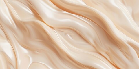 Obraz premium Smooth Beige Waves of Face Cream Texture Close-Up