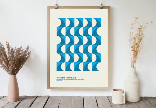 Minimal Summer Poster with Abstract Waves