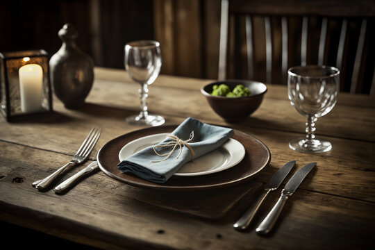 Elegant table setting with rustic charm