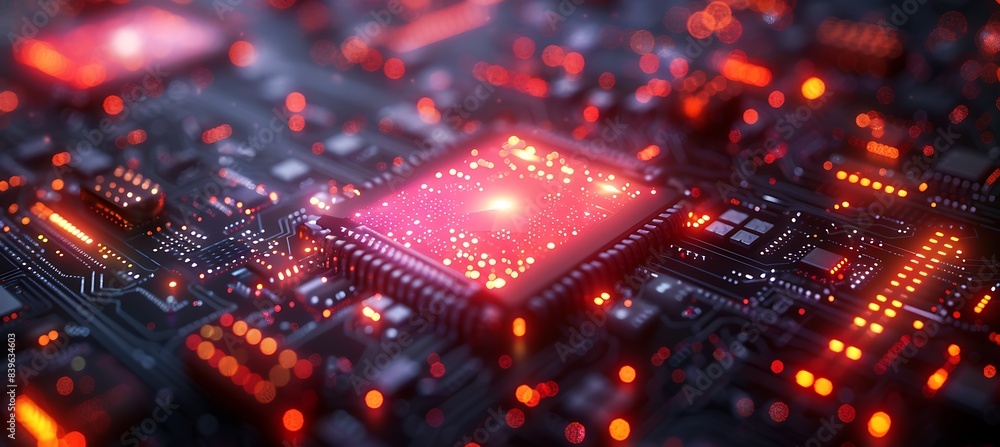 Poster closeup of cloud technology interfaces holographic displays and virtual connections using macro phot