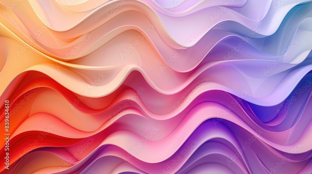 Poster colorful 3d wave pattern background with a smooth gradient and copy space