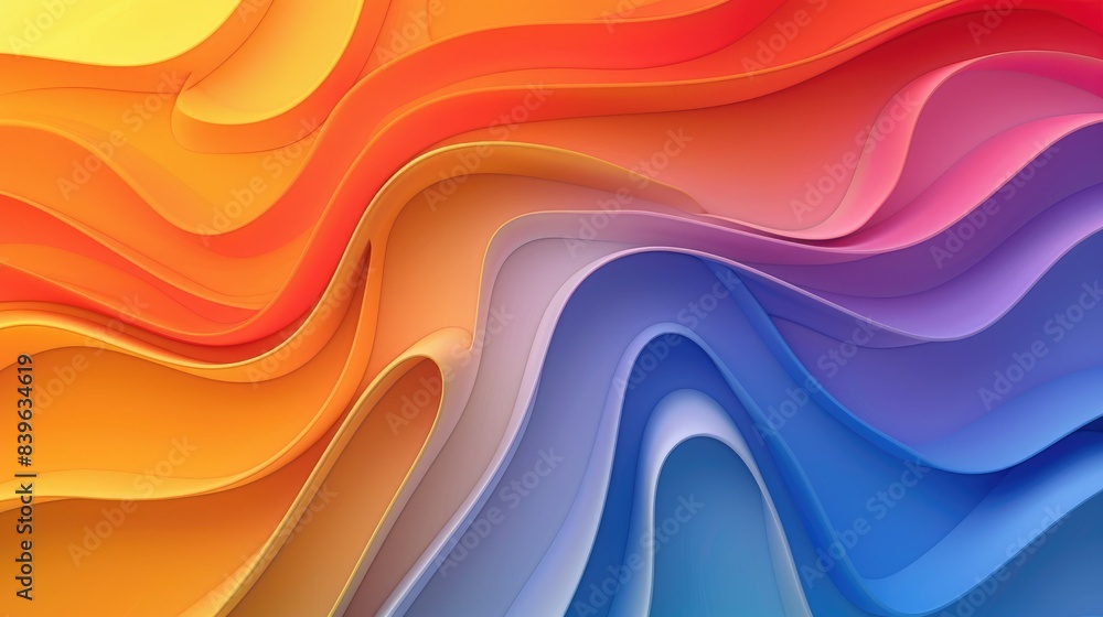 Poster colorful 3d wave pattern background with a smooth gradient and copy space