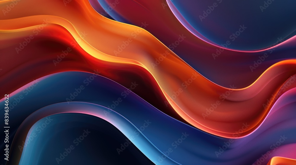 Poster colorful 3d wave pattern background with a smooth gradient and copy space