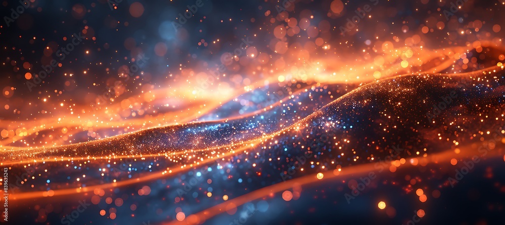 Poster closeup of spacetime distortion near black hole with light bending and stars being stretched using m