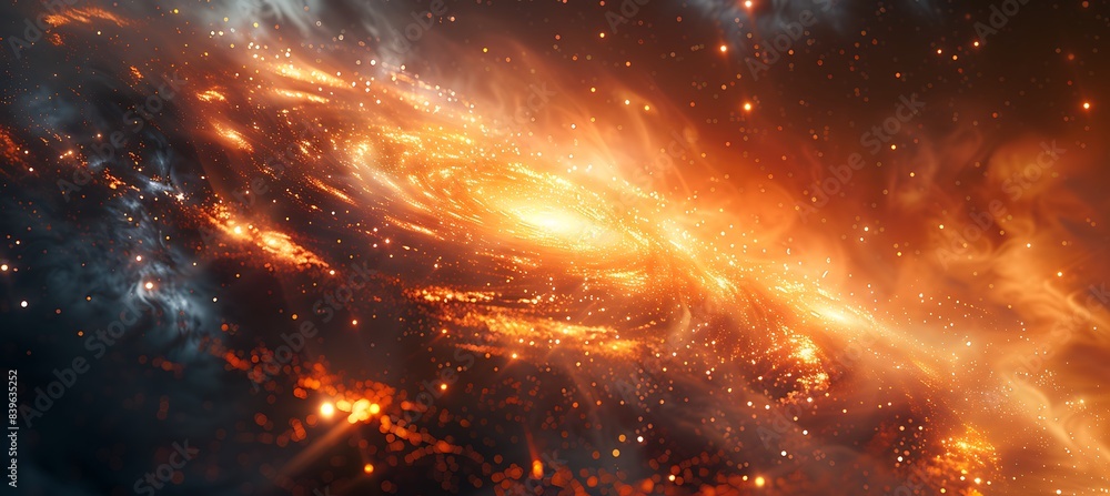 Poster closeup of spacetime distortion near black hole with light bending and stars being stretched using m