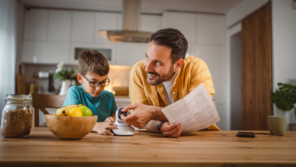 Father and son connect and install cctv security surveillance camera