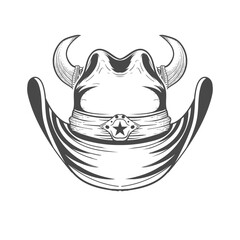 Cowboy hat black and white design