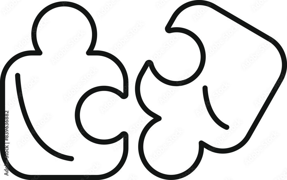 Poster concept of problem solving shown with two puzzle pieces coming together