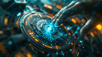 Fototapeta premium Futuristic Interface with Hand Interaction