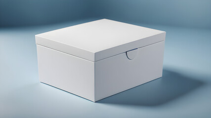 White Box Mockup on Blue Background Minimalist Product Presentation