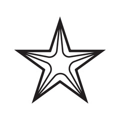 Star icon, vector on white background. Star silhouette, symbol with stroke line. Simple star icon in flat style. Vector illustration.