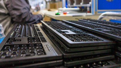 Workshop of computer keyboards production.
