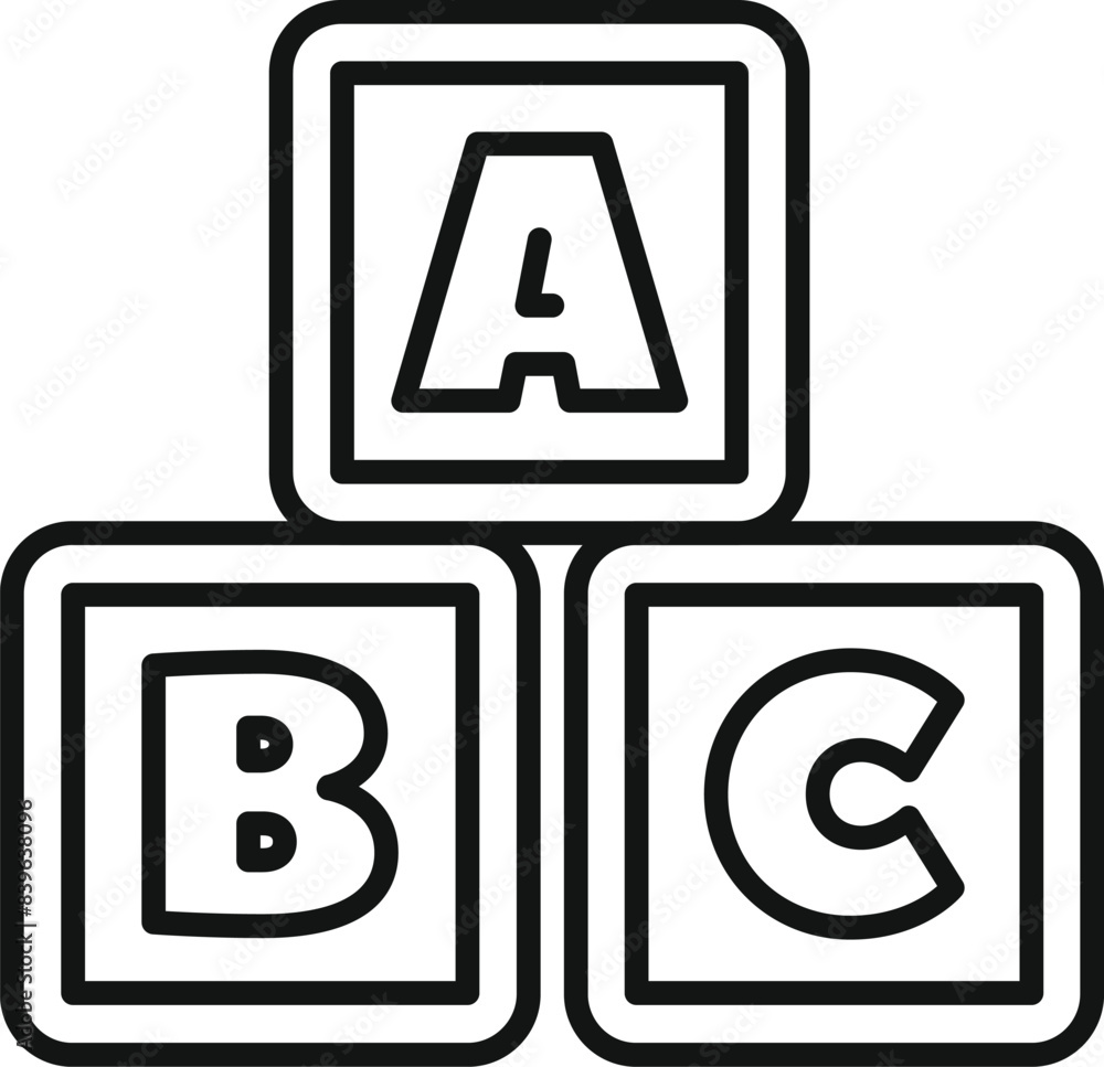 Poster stacking blocks showing letters of the alphabet for learning